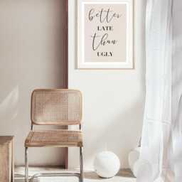 Better Late Than Ugly Poster, Girly Wall Art, Dressing Room Decor, Makeup Fun Quote Print, Trendy Home Woman Bathroom Decor - thumbnail 3