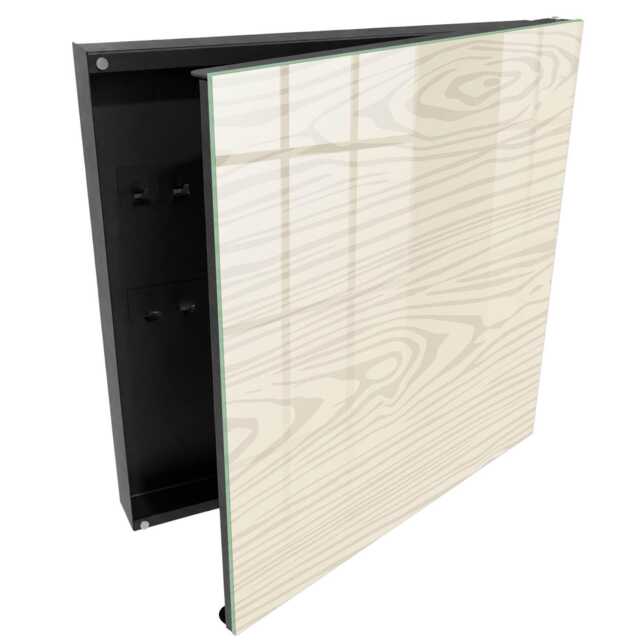 Wooden Pattern Wall Mounted Key Cabinet, Beige Box For Wall, Minimalist Textures, Lovers Of Nature & Elegance - image 1
