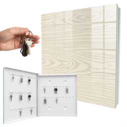 Wooden Pattern Wall Mounted Key Cabinet, Beige Box For Wall, Minimalist Textures, Lovers Of Nature & Elegance - thumbnail 2