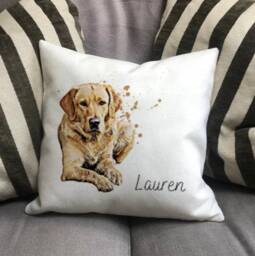 Personalised Golden Retriever Dog Country Canvas Cushion - Custom Owner & Lover Linen Puppy Cover With Inner Filler - thumbnail 3