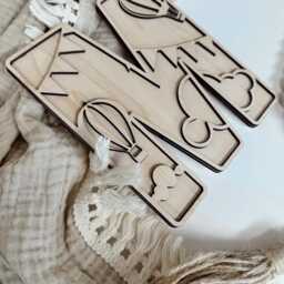 Hot Air Balloon Alphabet - Personalised Nursery Wall Decor Custom Baby Name Sign Boho Letters Wooden Letter - thumbnail 2