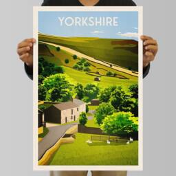 Yorkshire Dales Travel Poster - UK English Countryside Wall Art Home Decor Artwork Wedding Gift Birthday Present - thumbnail 1