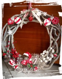 Christmas Outdoor Wreath Made Of Intertwined Wooden Branches - thumbnail 1