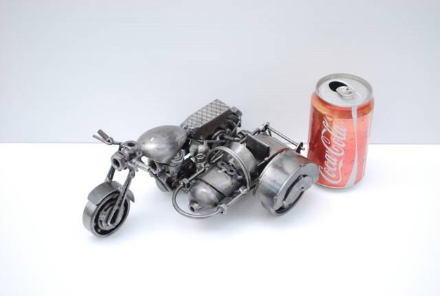 Eco-Friendly Recycled Metal Sidecar Sculpture, Handmade Items For Nature Lovers, Unique Valentine Gift - image 1