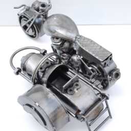 Eco-Friendly Recycled Metal Sidecar Sculpture, Handmade Items For Nature Lovers, Unique Valentine Gift - thumbnail 2