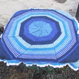 Baby Blanket, Hand Knit, Aran Yarn, Multicoloured Pattern, 40 - thumbnail 2