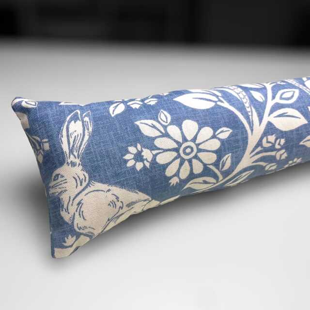 Blue Woodland Hare & Pheasant Heavy Draught Excluder - 70-200cm, Weighted Draft Stopper, Windows & Doors - image 1
