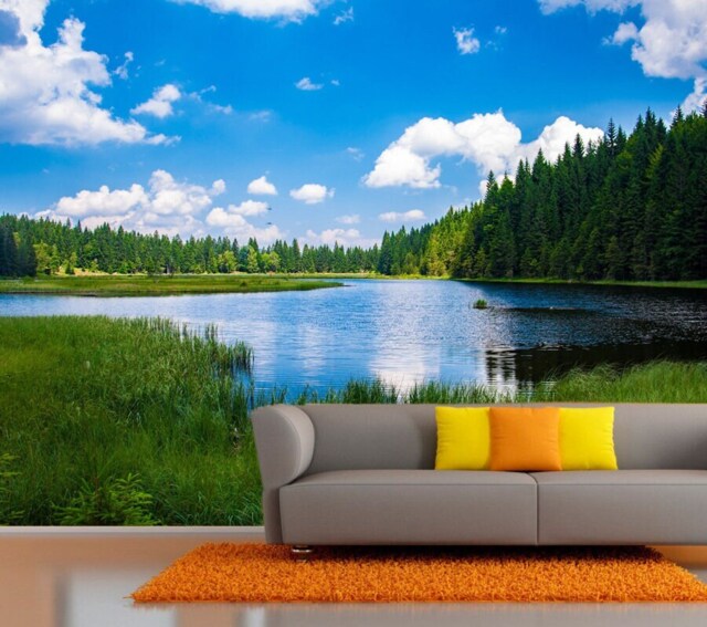 Lake Home Mural For Living Room Nature Large Wall Murals Office Decor Tree Wallpaper Removable Self Adhesive Wallpape - image 1