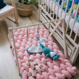 Nursery Rug Montessori Play Mat Floor Knot Pillow Pink Furniture Tepee Decor Activity Pad Kids Room - thumbnail 2