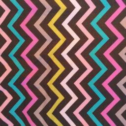 Pink Minky Baby Blanket - Chevron Cotton, Teal Satin Trim - thumbnail 4