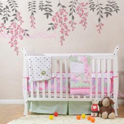 Vine Branch Wall Decal Nursery Decor, Birdcage & Birds Mural - thumbnail 3