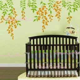 Vine Branch Wall Decal Nursery Decor, Birdcage & Birds Mural - thumbnail 2