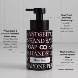 Amber Glass Hand Soap & Face Wash Dispenser Duo 250Ml, Refillable Pump Bottles With Multilingual Text Wrap For Vanity Counter - thumbnail 3