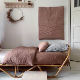 Brown Linen Bedding Set Handmade Kids Duvet Cover With Bows - thumbnail 3