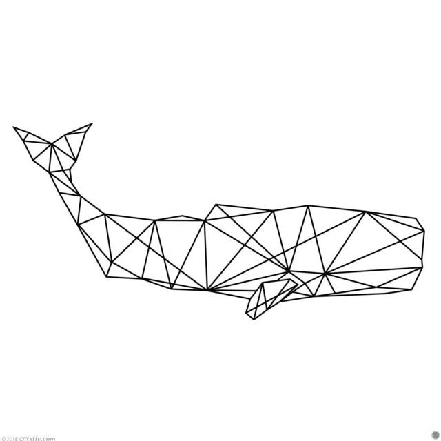 Polygonal Whale Wall Decal Geometric Blue Vinyl Sticker - image 1