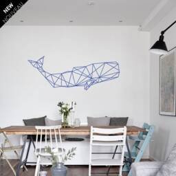 Polygonal Whale Wall Decal Geometric Blue Vinyl Sticker - thumbnail 1
