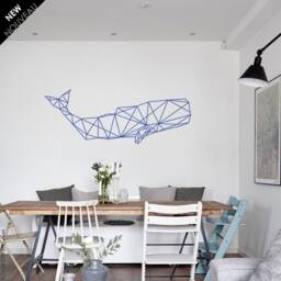 Polygonal Whale Wall Decal Geometric Blue Vinyl Sticker - thumbnail 2