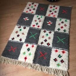 Azilal Rug - Berber Rug Atlas Moroccan Handwoven Rug, Wool, Ivory With Colored Marks/130 X 197 cm 4.2 6.4 Ft Code 213 - thumbnail 3