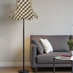 Charcoal Black Gingham Check Lampshade Handmade For Table & Floor Standard Lamps Shades, Wall Light Fixtures, Ceiling Pendants - thumbnail 2
