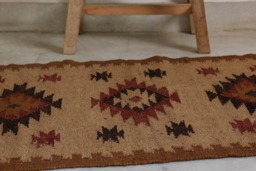 Handwoven Jute Wool Kilim Rug - Indian Traditional Mat - 2x3 Ft - thumbnail 1
