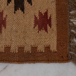 Handwoven Jute Wool Kilim Rug - Indian Traditional Mat - 2x3 Ft - thumbnail 4