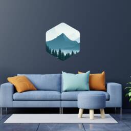 Abstract Circle Wall Sticker , Hexagon Forest Art Mountain Decal - Thevinylcreation - thumbnail 3