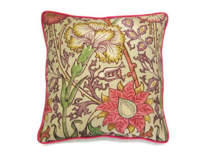 William Morris Pink & Rose Linen Cushion Cover Floral Throw Pillow - image 1