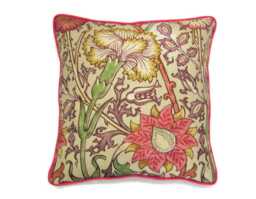 William Morris Pink & Rose Linen Cushion Cover Floral Throw Pillow - thumbnail 1