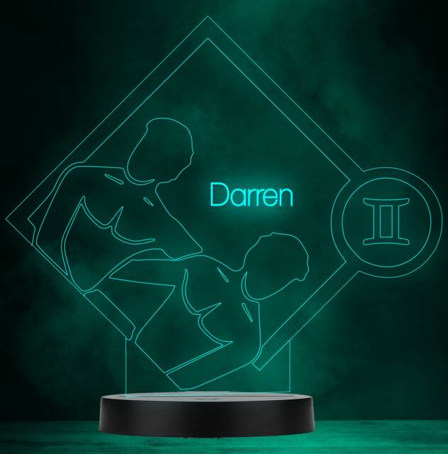 Gemini Zodiac Star Sign Personalised Gift Colour Changing Led Lamp Night Light - image 1