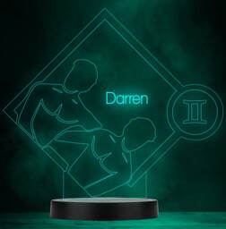 Gemini Zodiac Star Sign Personalised Gift Colour Changing Led Lamp Night Light - thumbnail 1