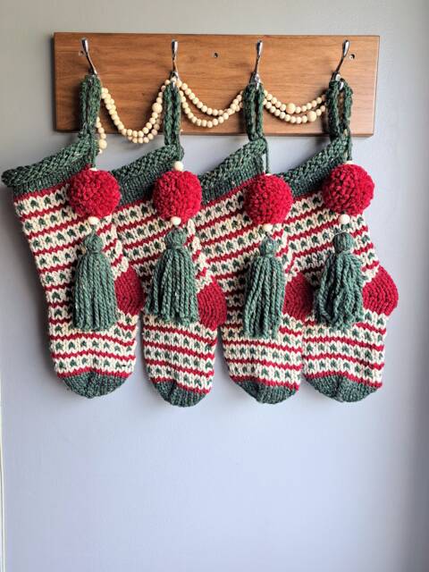 Hand Knit Christmas Tocking Scandinavian Holiday Decor - image 1