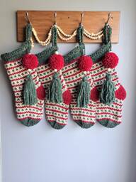 Hand Knit Christmas Tocking Scandinavian Holiday Decor - thumbnail 1