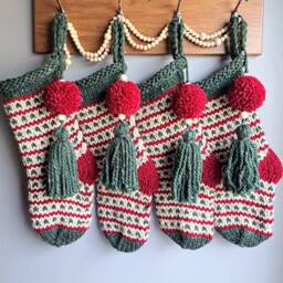 Hand Knit Christmas Tocking Scandinavian Holiday Decor - thumbnail 2
