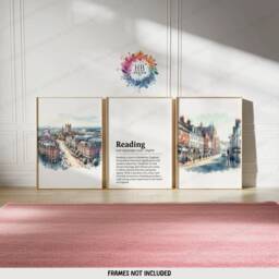 Reading Travel Poster Prints - Set Of 3 Posters - Watercolour Wall Art Decor Hanging Artwork Gift UK Painting - thumbnail 2