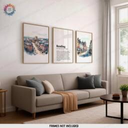 Reading Travel Poster Prints - Set Of 3 Posters - Watercolour Wall Art Decor Hanging Artwork Gift UK Painting - thumbnail 1