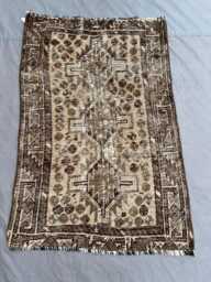 2.6x3.6 Handmade Wool Carpet, Geometric Carpet Traditional Oriental Area For Living Room, Office Boho Gift Rug