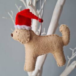 Blonde Cream Cockapoo Decoration. Hanging Wool Felt Dog Decoration For Christmas Tree. Handmade Decoration, Xmas Tree Ornament - thumbnail 3