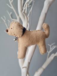 Blonde Cream Cockapoo Decoration. Hanging Wool Felt Dog Decoration For Christmas Tree. Handmade Decoration, Xmas Tree Ornament