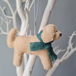 Blonde Cream Cockapoo Decoration. Hanging Wool Felt Dog Decoration For Christmas Tree. Handmade Decoration, Xmas Tree Ornament - thumbnail 2