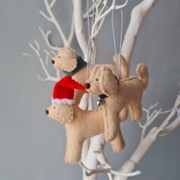 Blonde Cream Cockapoo Decoration. Hanging Wool Felt Dog Decoration For Christmas Tree. Handmade Decoration, Xmas Tree Ornament - thumbnail 4