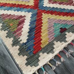 Afghan Rug, Traditional Artisan Turkish Navajo Geometric Wool Kilim Rug 123x86 cm - thumbnail 2