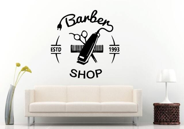 Barber Shop Hair Clippers Brush Comb Scissors Tool Logo Sign Emblem Window Wall Decal Vinyl Sticker Mural Room Decor L1298 - image 1