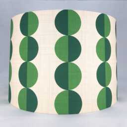 Retro Circles Green Cream Fabric Handmade Drum Lampshade - thumbnail 2