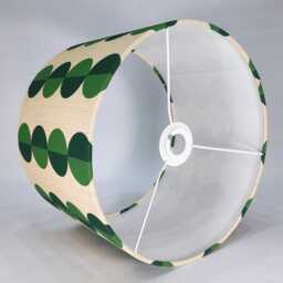 Retro Circles Green Cream Fabric Handmade Drum Lampshade - thumbnail 3