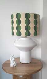 Retro Circles Green Cream Fabric Handmade Drum Lampshade - thumbnail 1