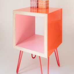 Side Table. Stunning Bespoke Memphis Milano Style Record Vinyl Storage Cube Bedside Custom Orders Available - thumbnail 2