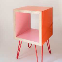 Side Table. Stunning Bespoke Memphis Milano Style Record Vinyl Storage Cube Bedside Custom Orders Available - thumbnail 3