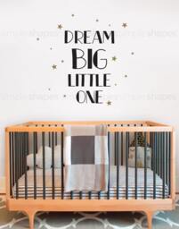 Dream Big Little One Wall Decal Nursery Quote With Stars - thumbnail 1