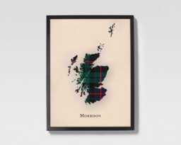 Clan Morrison Green Scottish Tartan Map - Of Scotland Family Wall Decor, Ready To Hang - thumbnail 1