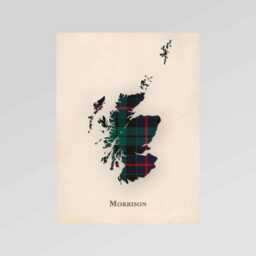 Clan Morrison Green Scottish Tartan Map - Of Scotland Family Wall Decor, Ready To Hang - thumbnail 2